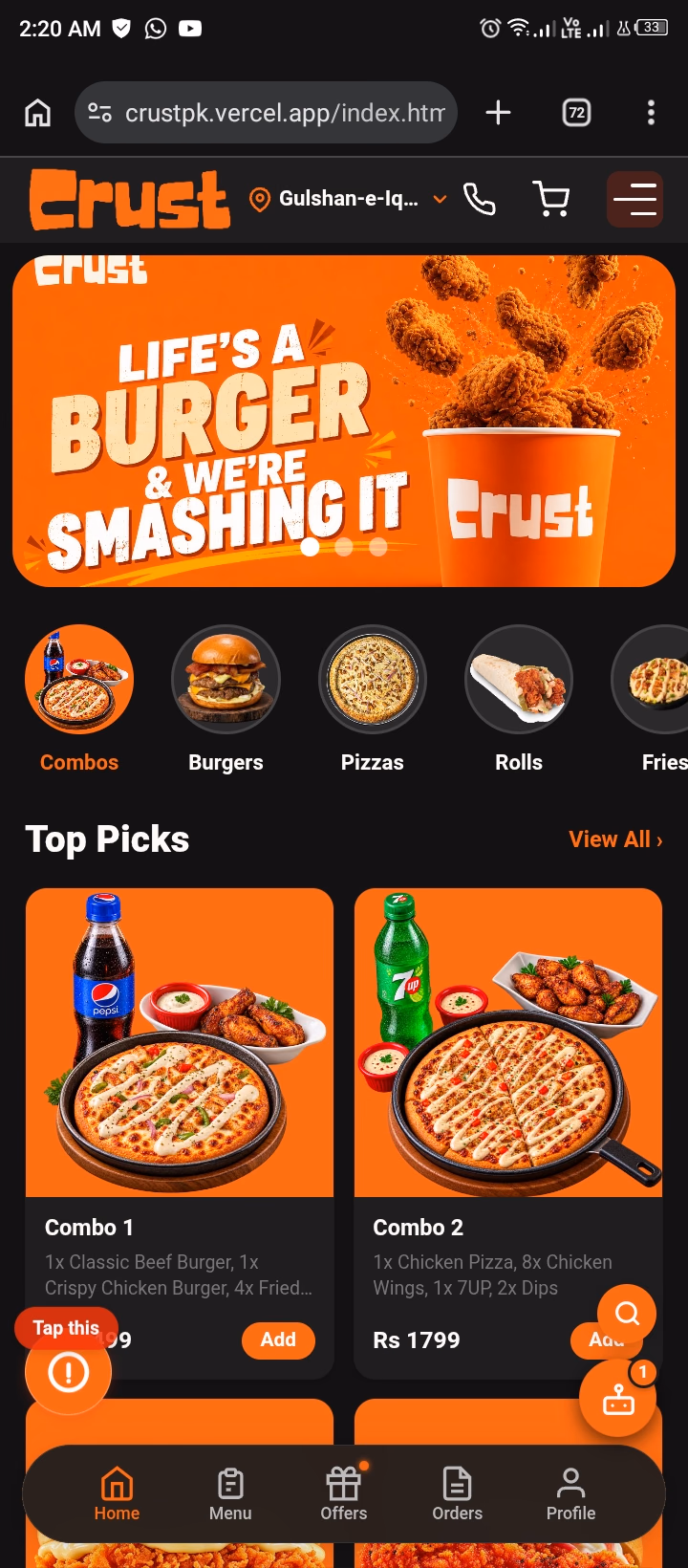Homepage UI Mockup